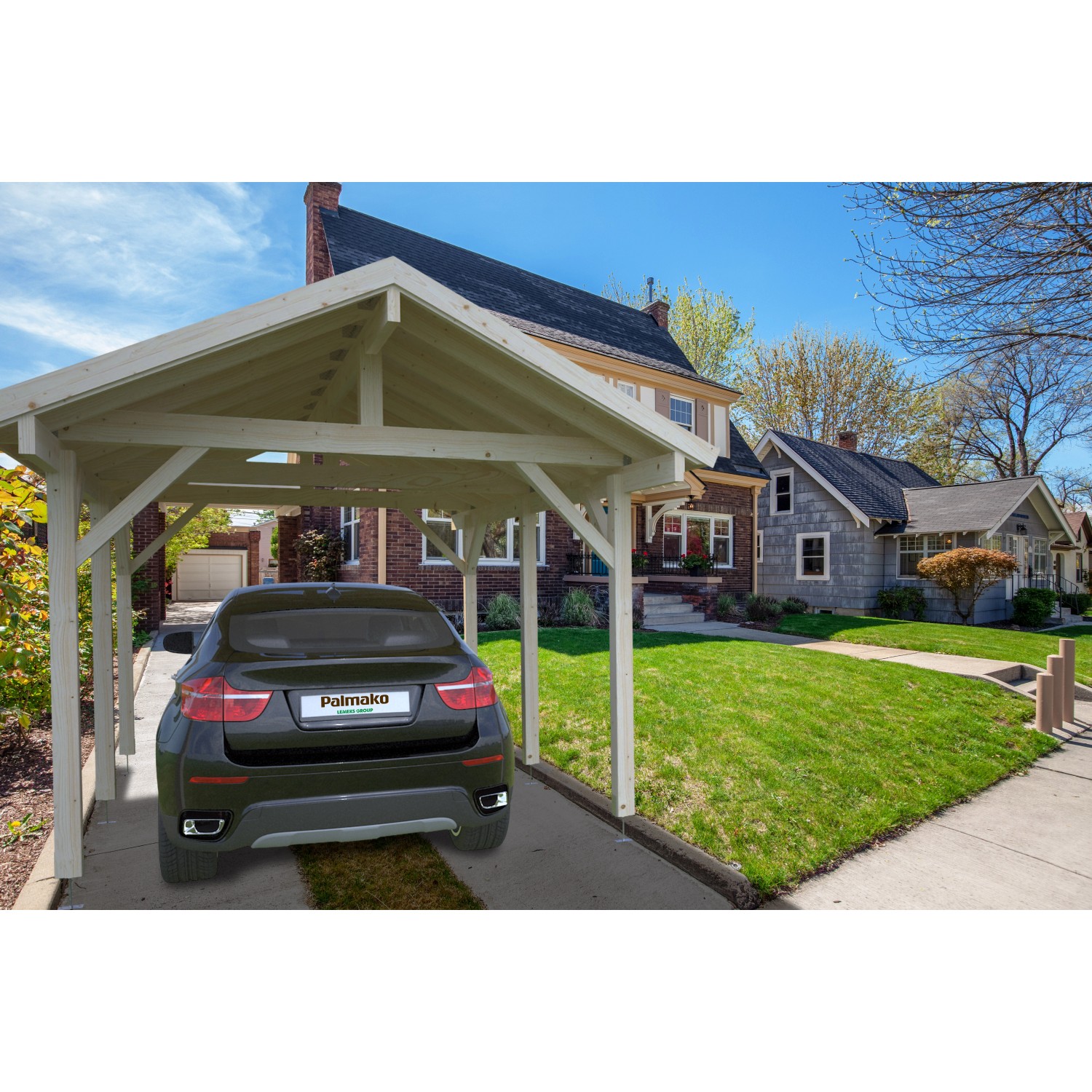 Palmako Carport Robert 315 x 372 cm Lackiert Weiß FSC® günstig online kaufen