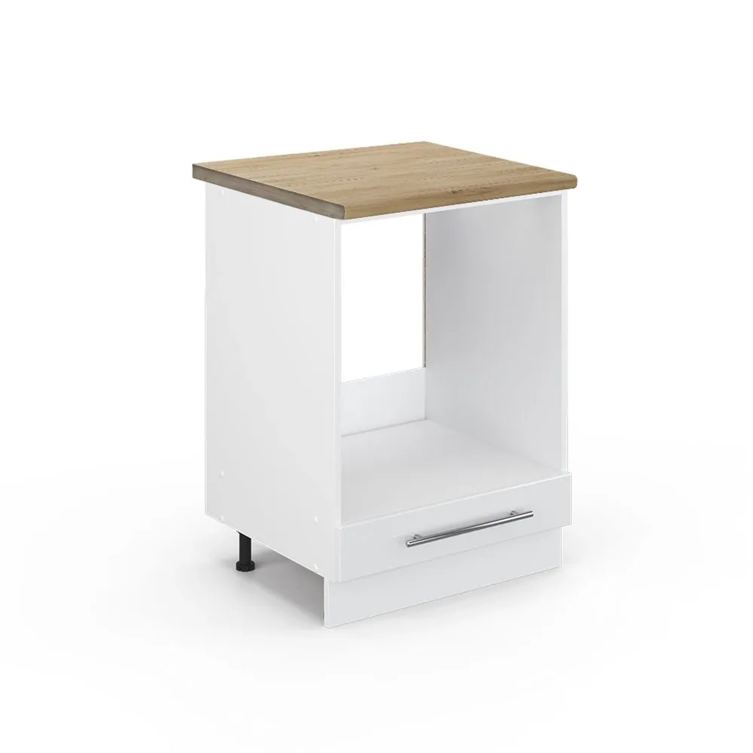 Vicco Herdumbauschrank Fame-Line Herdschrank Weiß Hochglanz Weiß 60 cm AP Eiche