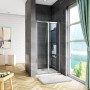 AICA Klapptür Duschkabine 90x185cm mit ESG Glas und Chromrahmen im Badezimmer.