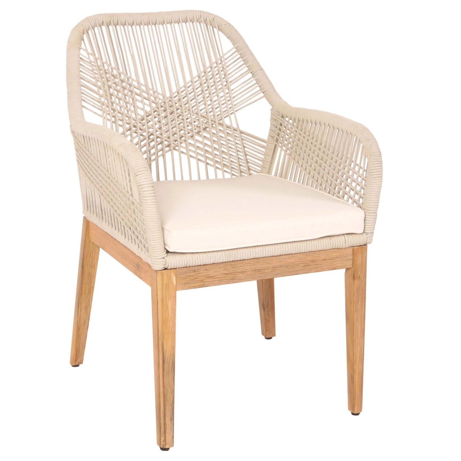 MCW Gartenstuhl H56b Beige Kissen Creme-Weiß