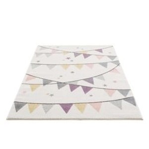 payé Teppich Anime 9381, 120x160 cm, Cream. Kinderteppich mit Wimpel-Motiv für das Kinderzimmer.