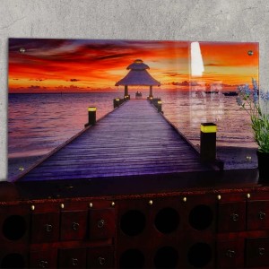 Glasbild MCW T114 mit Steg-Motiv, 50x100cm, für die Wanddekoration.