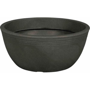 Anthrazitfarbene Siena Garden Pflanzschale Malaga, Ø 48cm, mit Rillenbanderole.