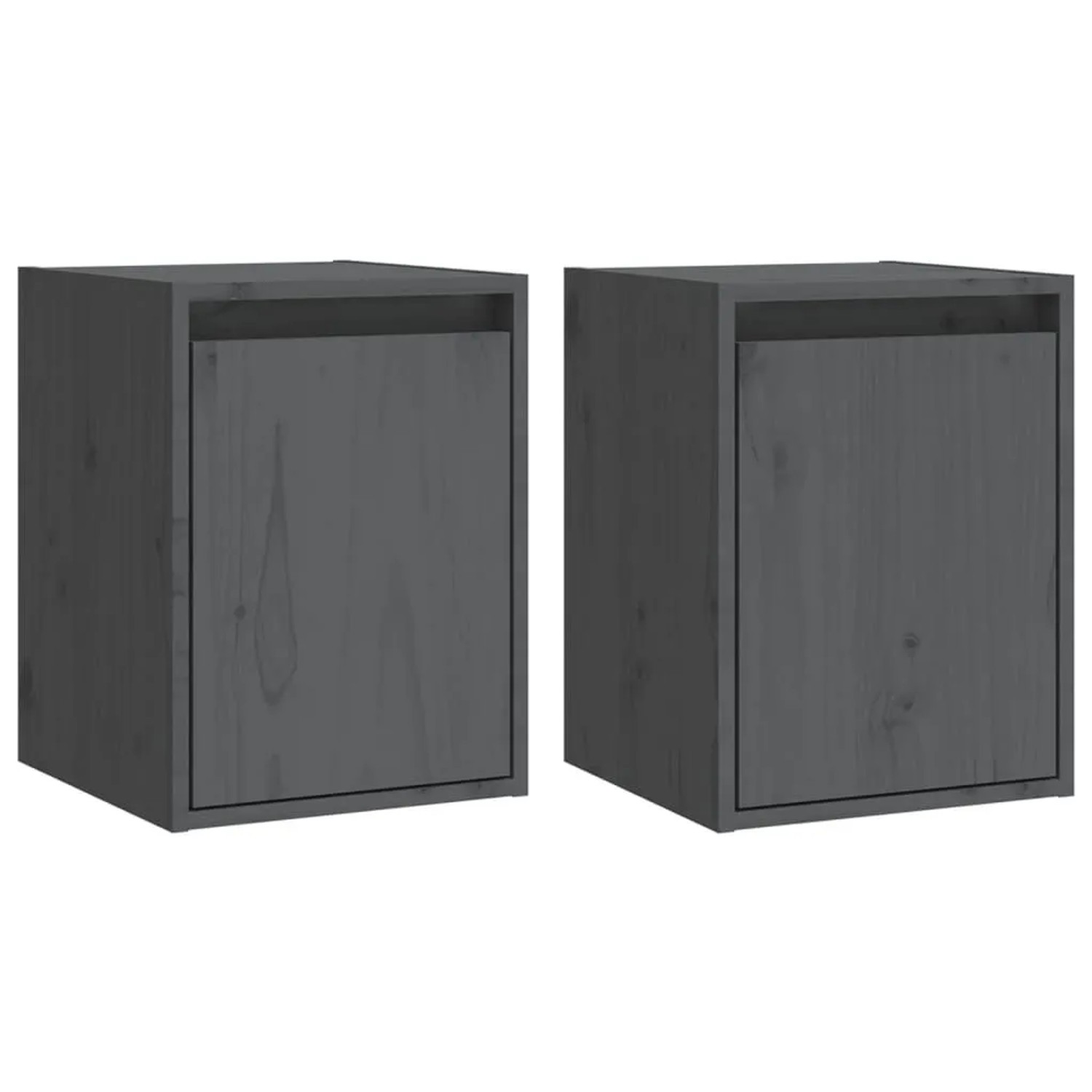 vidaXL Wandschränke 2 Stk Grau 30x30x40 cm Massivholz Kiefer 813480