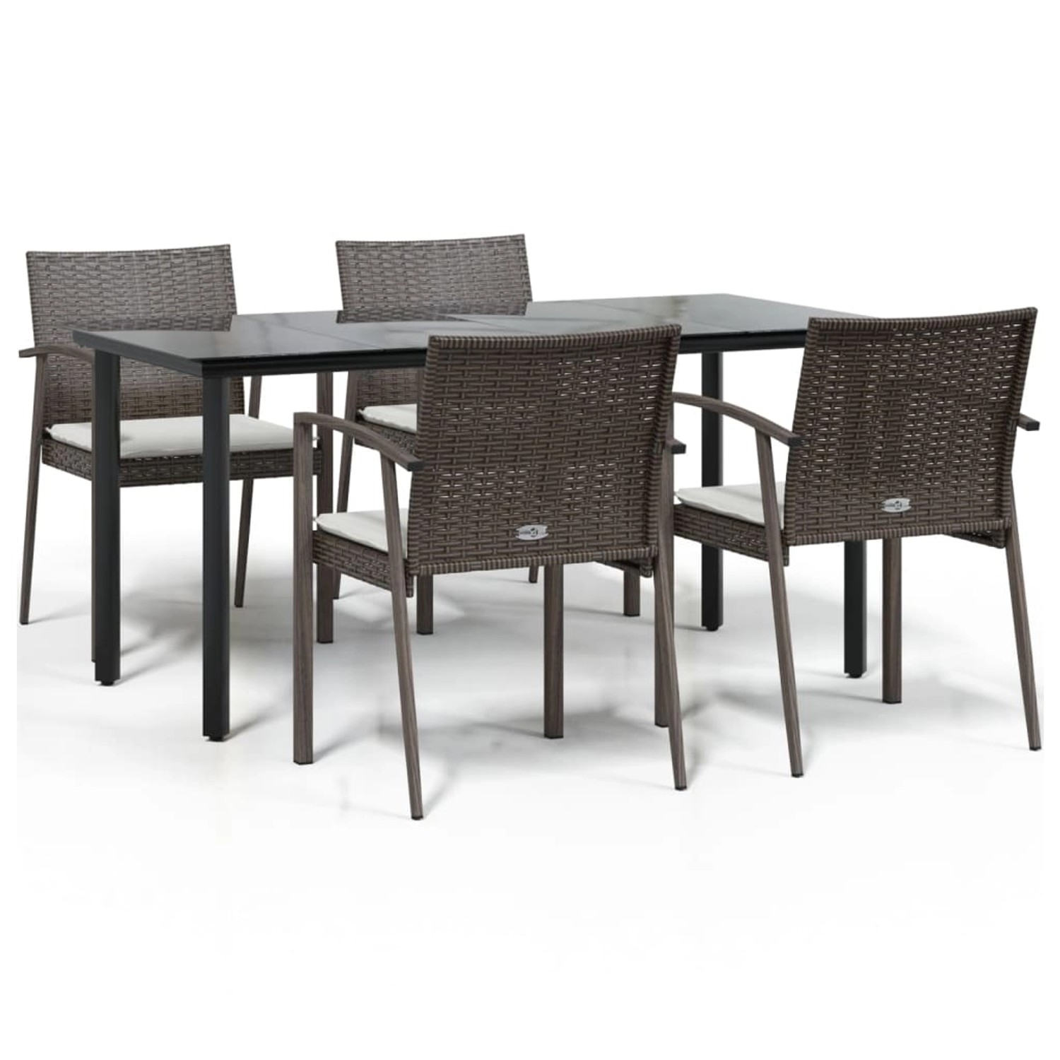 vidaXL 5-Tlg Garten-Essgruppe mit Kissen Poly Rattan und Stahl 3186993 günstig online kaufen
