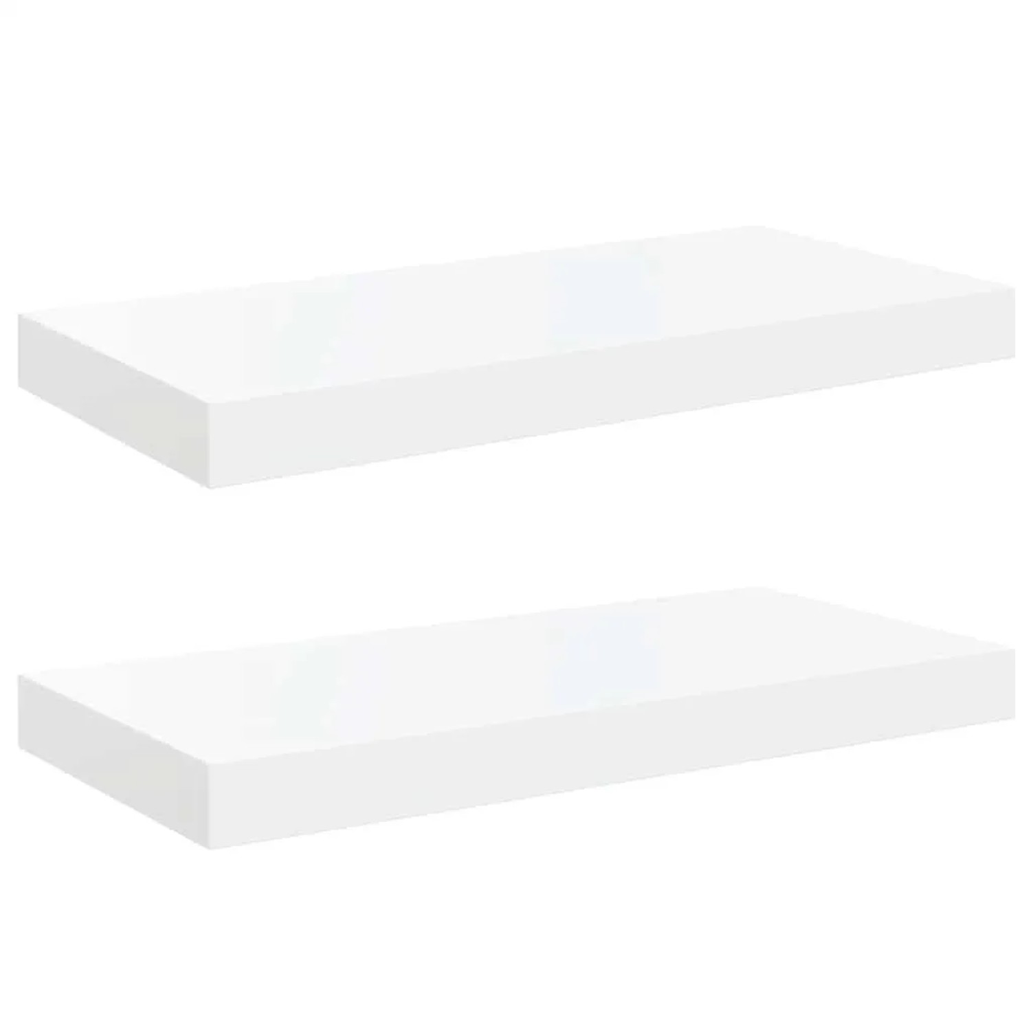 vidaXL Schweberegale 2 Stk Hochglanz-Weiß 50x23x3,8 cm MDF 323746
