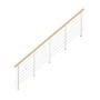 StarWood Metallgeländer Kos, 350 cm, mit Eiche Handlauf und weißen Pfosten.