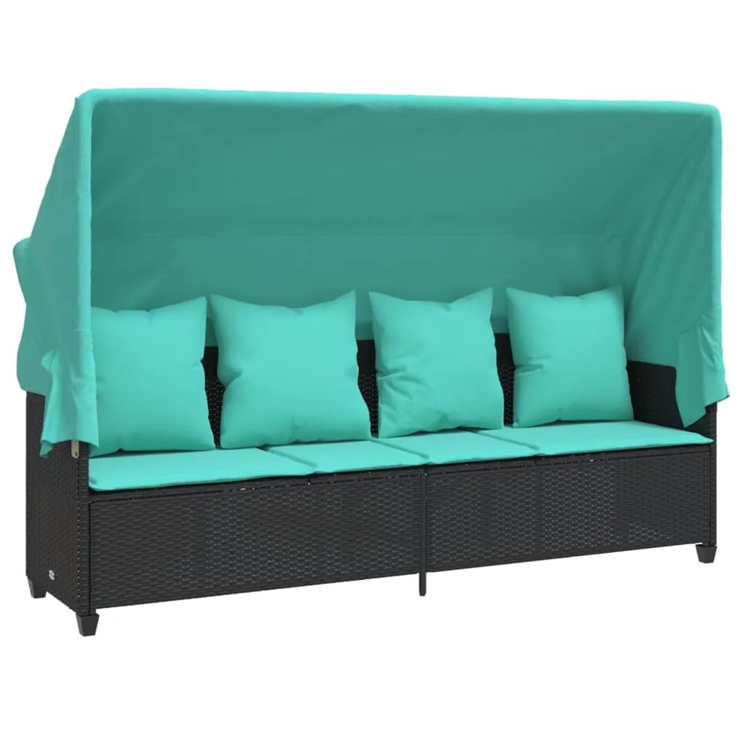 vidaXL Sonnenliege mit Dach und Kissen Schwarz Poly Rattan 368361 günstig online kaufen