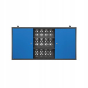 Jan Nowak Werkstattschrank BEN, anthrazit-blau, 60x120x20cm, Hängeschrank mit Lochwand und Regalfächern.