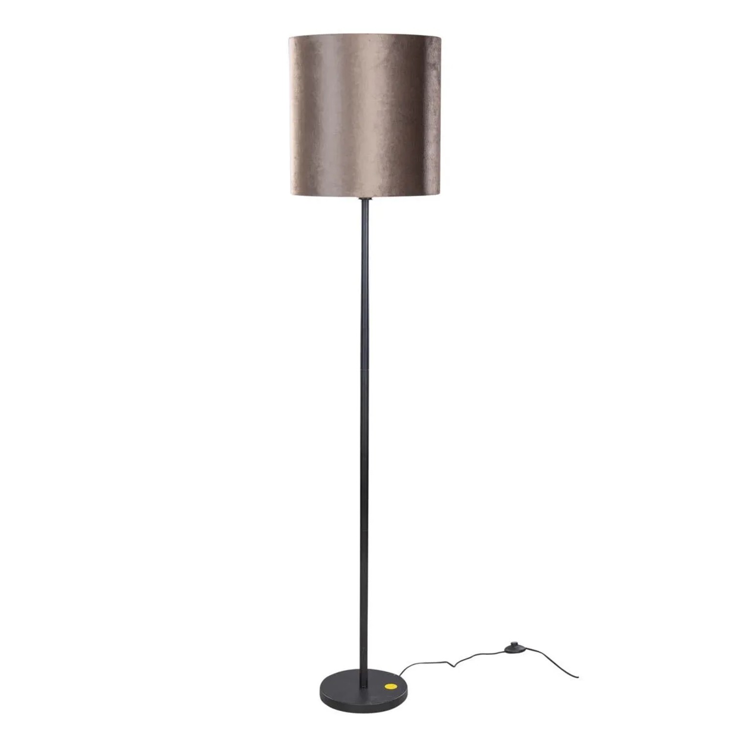 QAZQA Stehleuchte Schwarz mit Braunem Samt Schirm 40cm Simplo