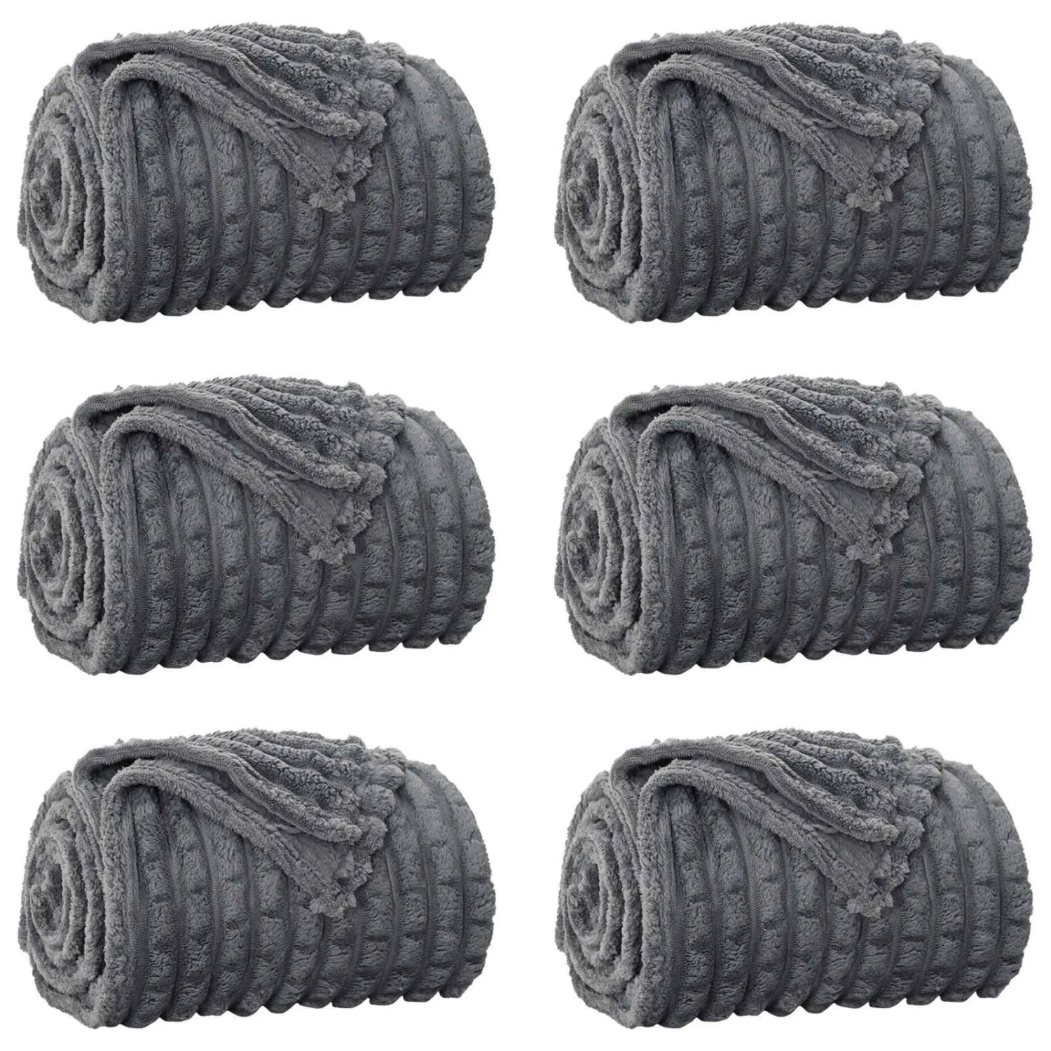 vidaXL Wohndecken 6 Stück Dunkelgrau 200 x 150 cm Fleece 42016950