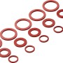 Fiberdichtungs-Set für Armaturen, 15 rote Dichtungsringe in verschiedenen Größen für Sanitär und Heizung.