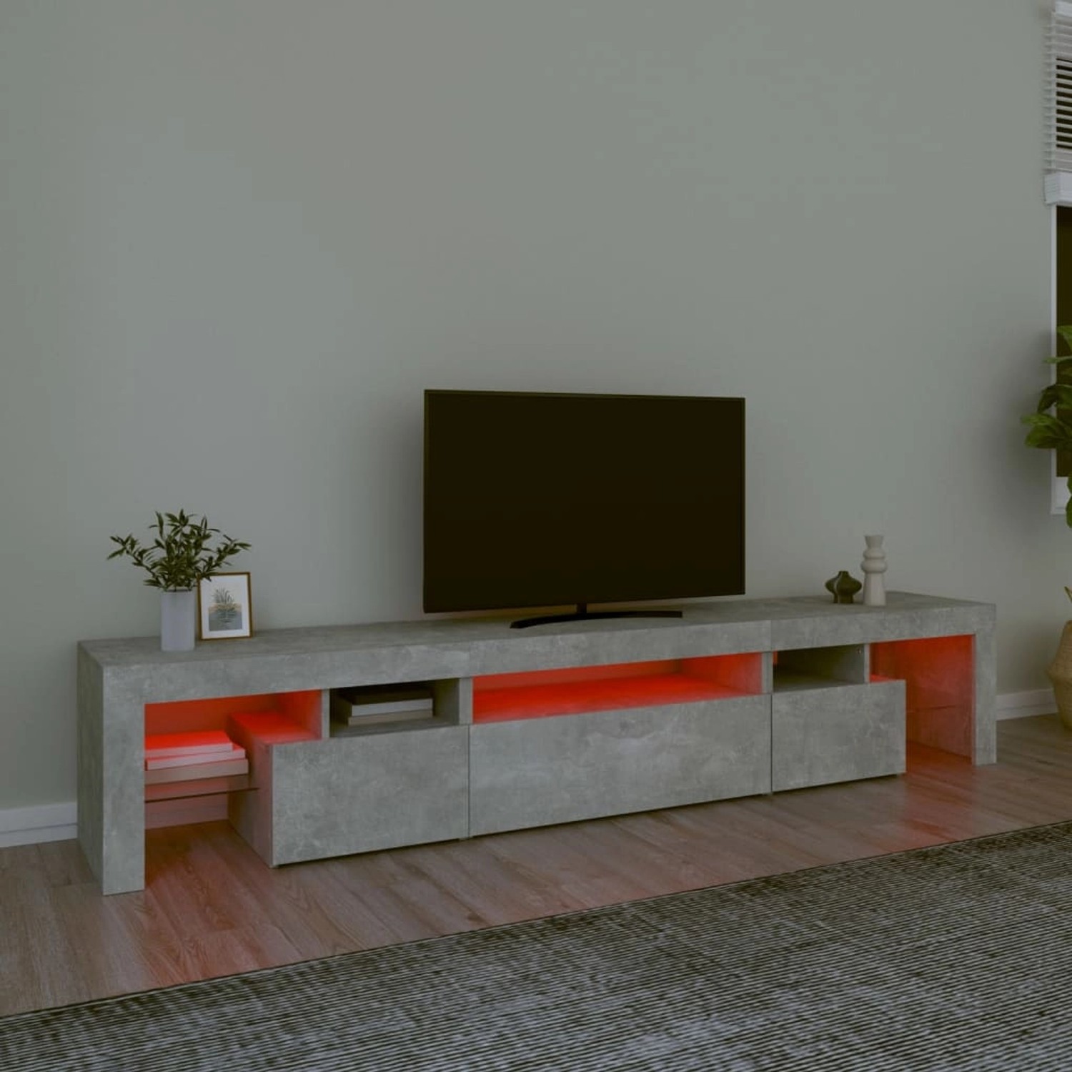 VidaXL TV-Schrank mit LED-Leuchten Betongrau 215x36,5x40 cm günstig online kaufen