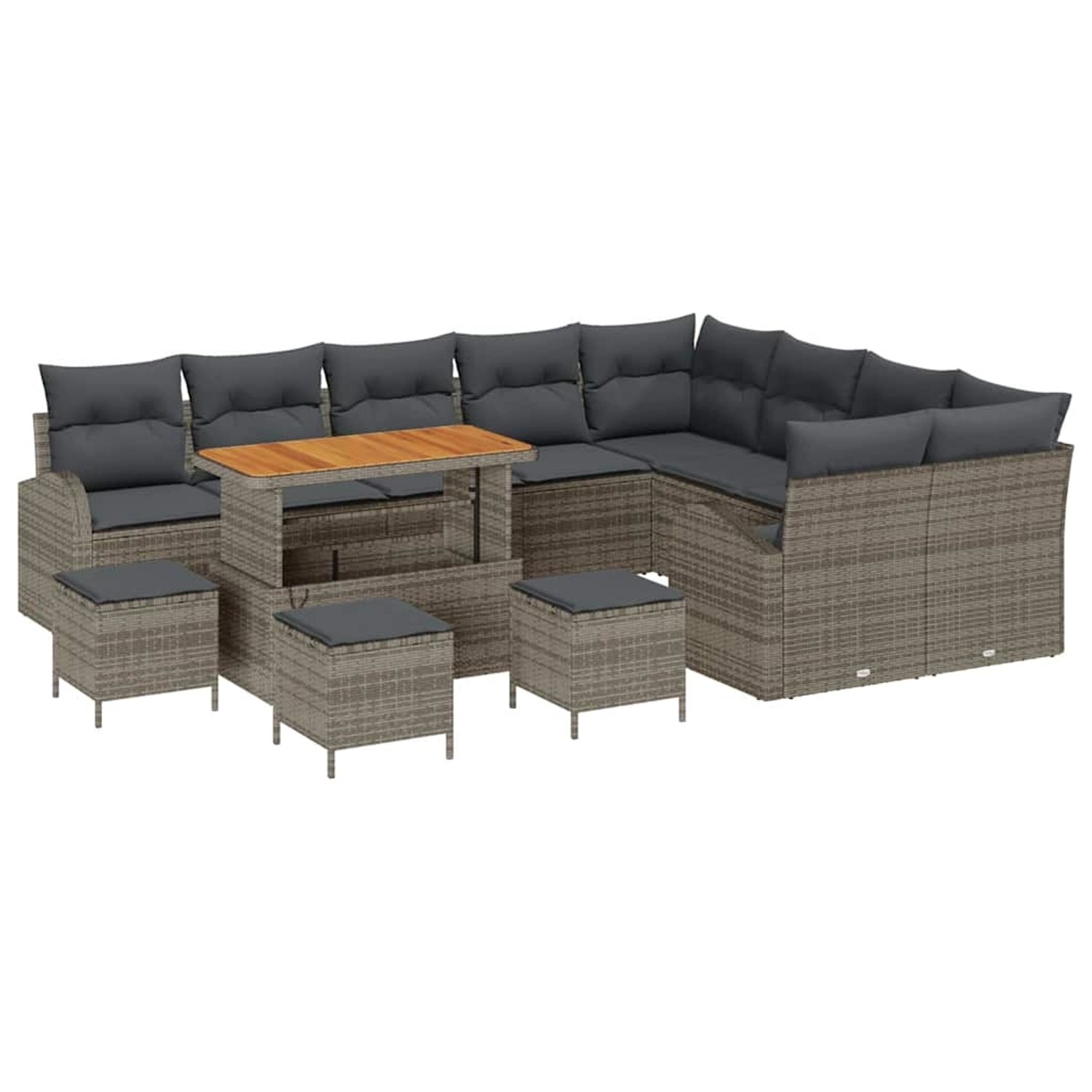 vidaXL Garten-Sofa-Set mit Kissen 13-Tlg Grau Poly Rattan 3362443 günstig online kaufen