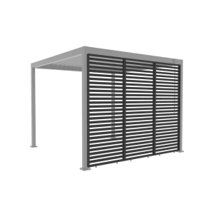 Anthrazitfarbene feststehende Lamellenwand (3er-Set) für Pergola, 93cm hoch, bietet Sichtschutz für Pavillons.