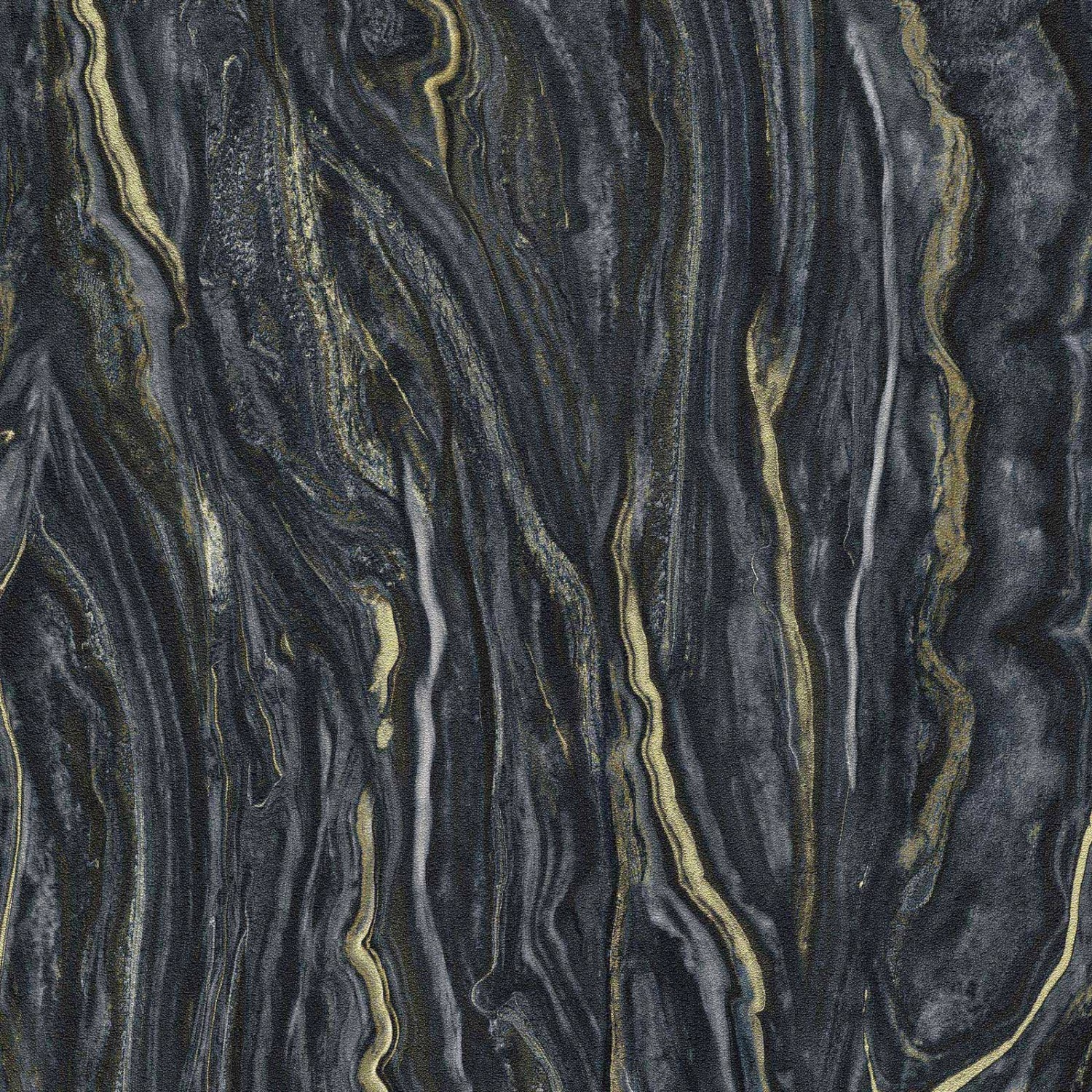 Bricoflor Schwarze Vliestapete in Marmoroptik Elegante Tapete mit Marmor Muster für Schlafzimmer und Esszimmer Vlies Marmortapete in Schwarz Gold