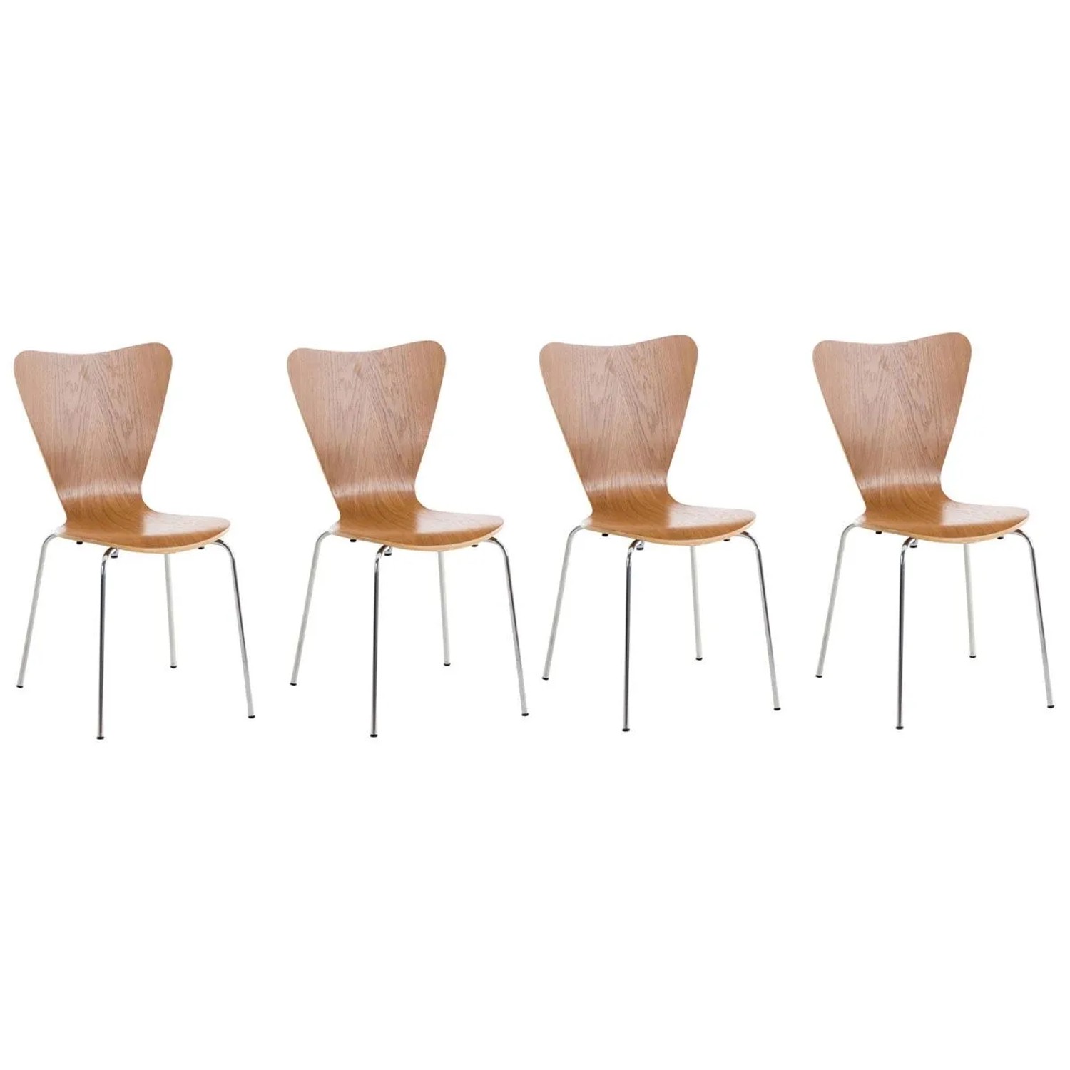 DELUKE 4er Set Besucherstuhl BERLIN Holz Eiche 45x49x85cm Konferenzstuhl Wa günstig online kaufen