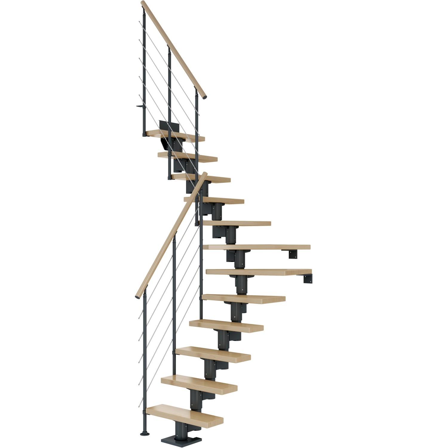 Dolle Mittelholmtreppe Dublin Ahorn Anthrazit GH bis 337 cm 1/4 Gewendelt 75 cm