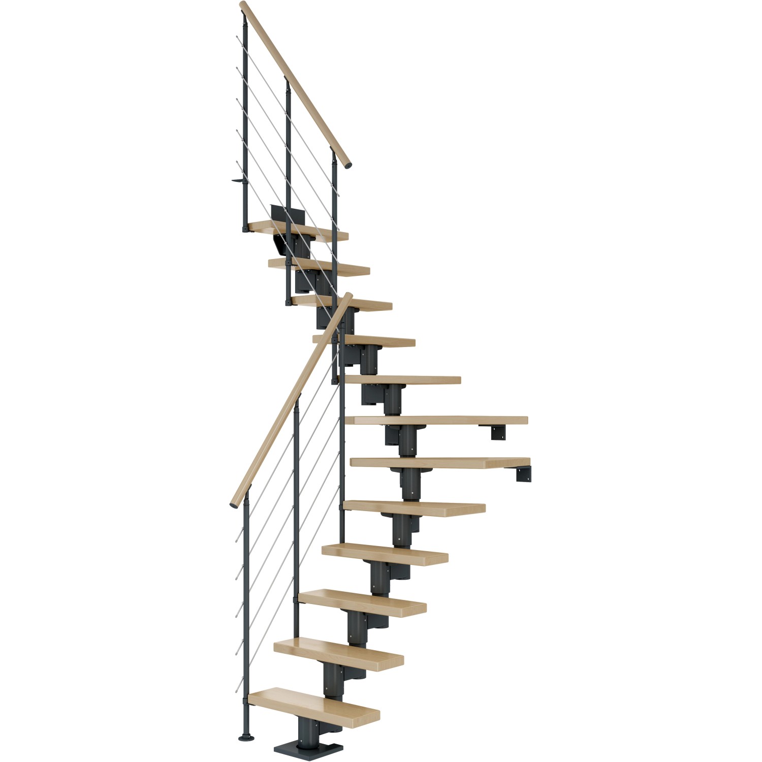 Dolle Mittelholmtreppe Dublin Ahorn Anthrazit GH bis 337 cm 1/4 Gewendelt 7 günstig online kaufen