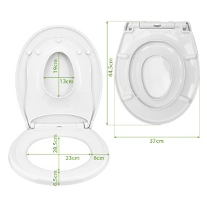 Banjado Familien WC-Sitz mit Absenkautomatik und Kindersitz, Motiv Strandtag, aus Polypropylen.