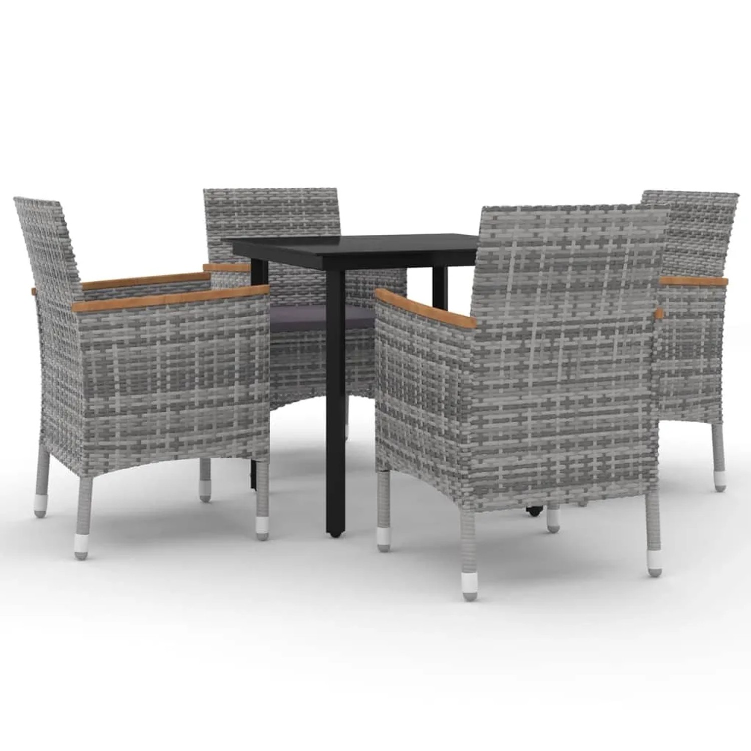 vidaXL 5-Tlg Garten-Essgruppe mit Auflagen Poly Rattan und Glas 3099776