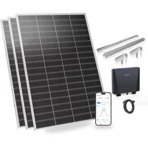 SUNSHARE Ray Lite 600W Balkonkraftwerk mit Solarmodulen, Halterung, Wechselrichter und App-Steuerung.