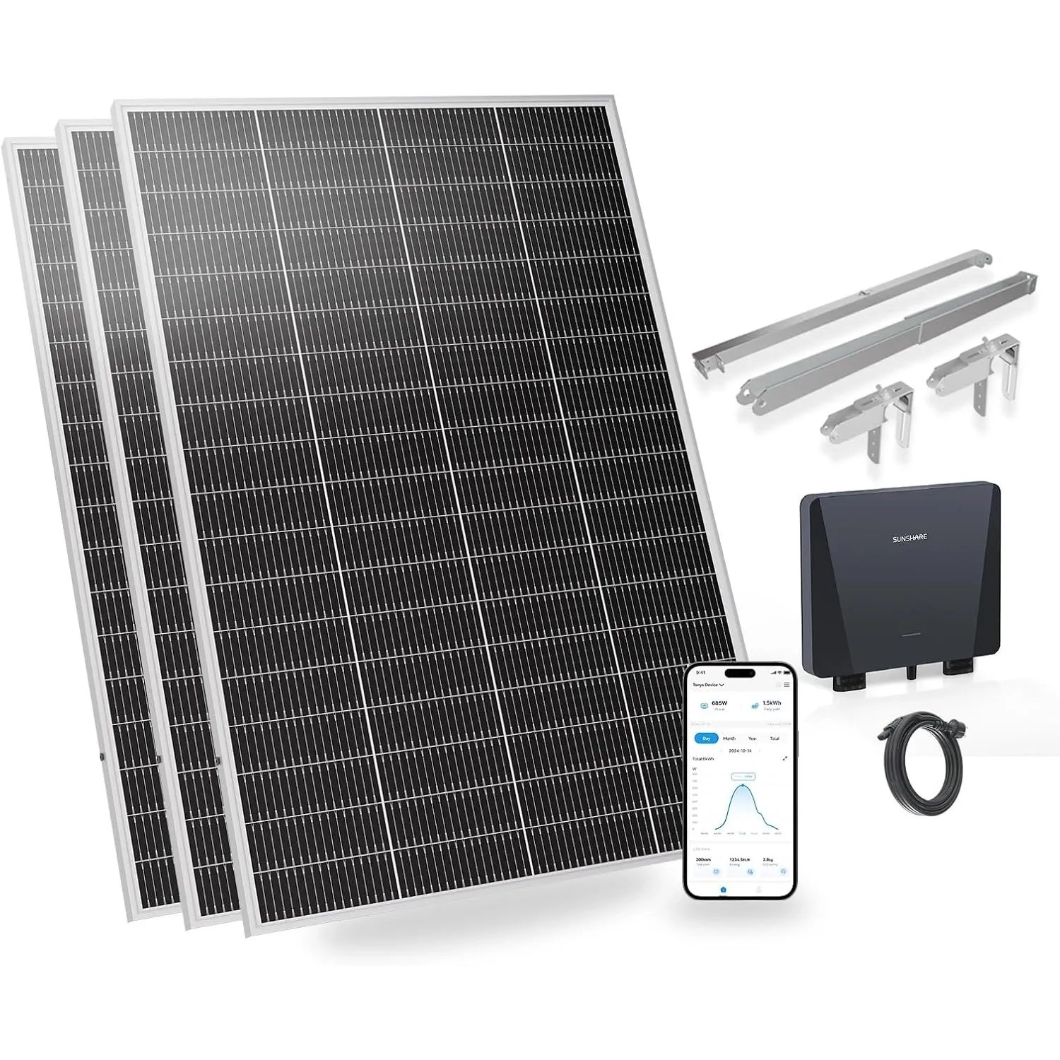 Image of SUNSHARE Ray Lite 600W Balkonkraftwerk Leichtes Solarsystem Mit Halterung