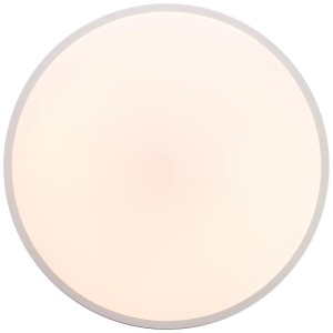 Runde LED-Deckenleuchte Jamil, 48 cm, weiß/silber, dimmbar mit Fernbedienung.