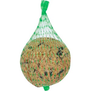 Meisenknödel im grünen Netz, enthalten im 3 kg Eimer Streufutter für Wildvögel.