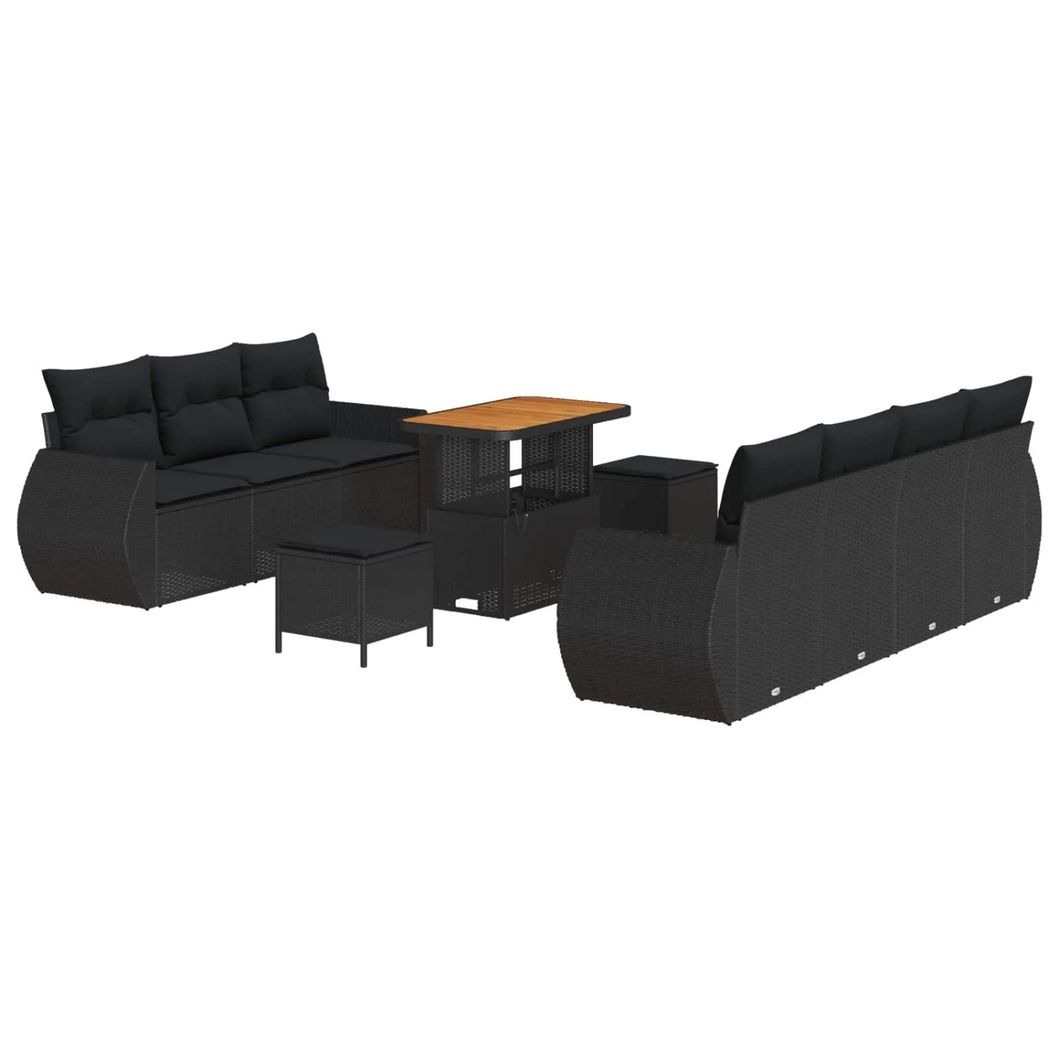 vidaXL Gartensofa-set mit Kissen 10-Tlg Schwarz Poly-Rattan 3363789 günstig online kaufen