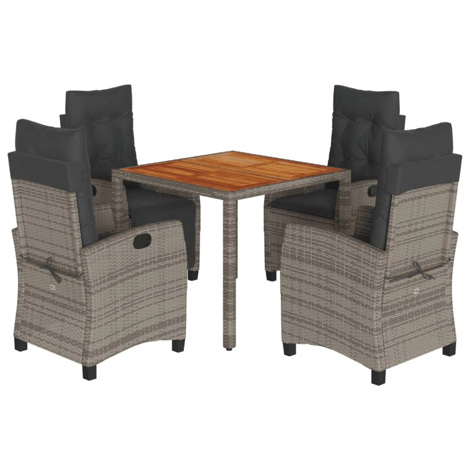 vidaXL 5-Tlg Garten-Essgruppe mit Kissen Grau Poly Rattan 3212673 günstig online kaufen