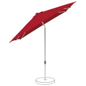 Suncomfort Marktschirm in Rot/Weinrot mit Handöffner und Neigungsfunktion.
