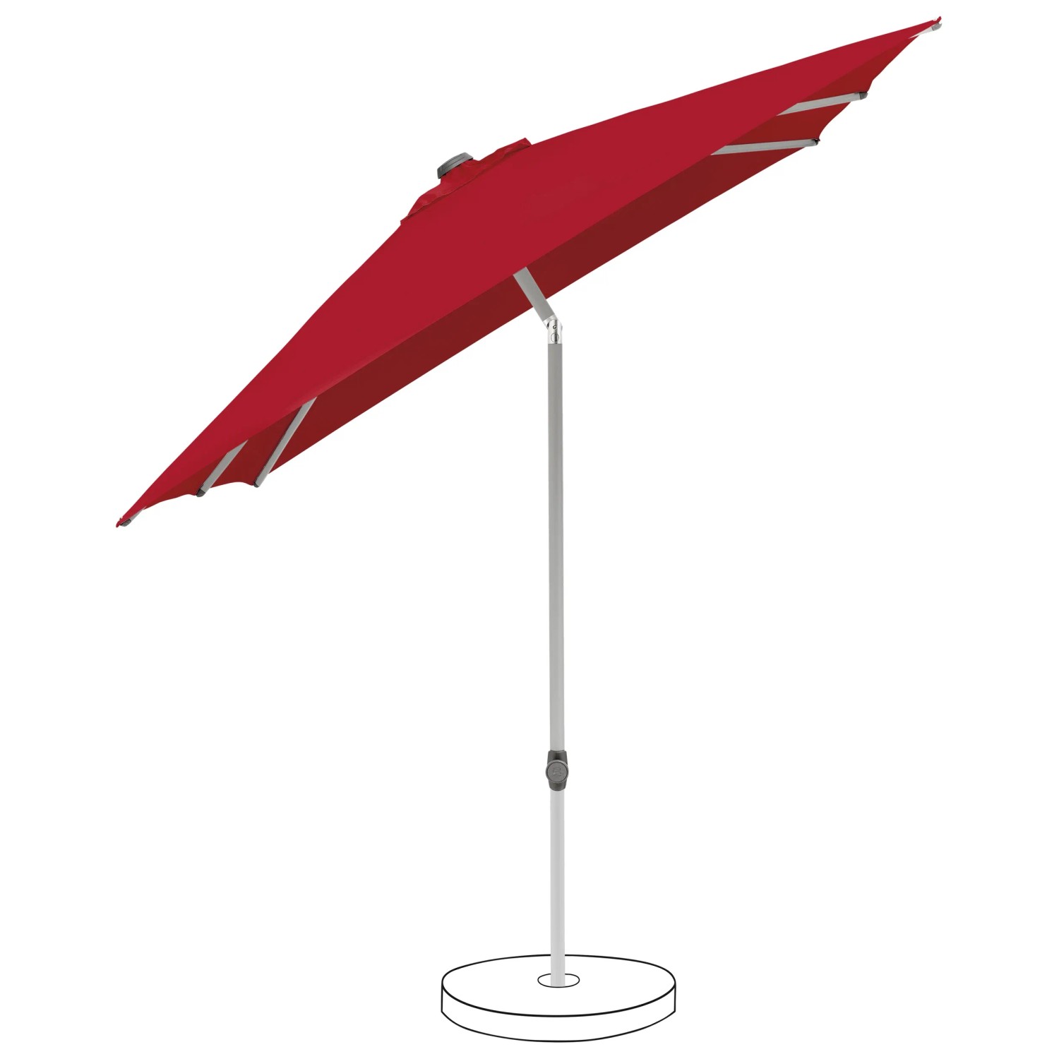 Suncomfort Marktschirm in Rot/Weinrot mit Handöffner und Neigungsfunktion.