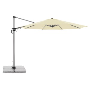 Doppler Ampelschirm Active, Ø 372 cm, Natur. Sonnenschirm mit Kurbel und Neigungsfunktion.