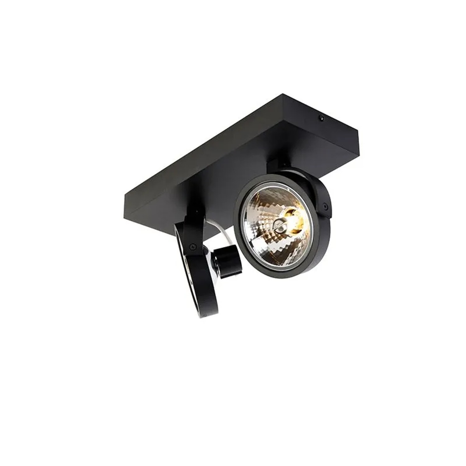 Schwarzer QAZQA Design Spot „Go“ mit zwei verstellbaren Lampen. Ideal als Deckenleuchte.