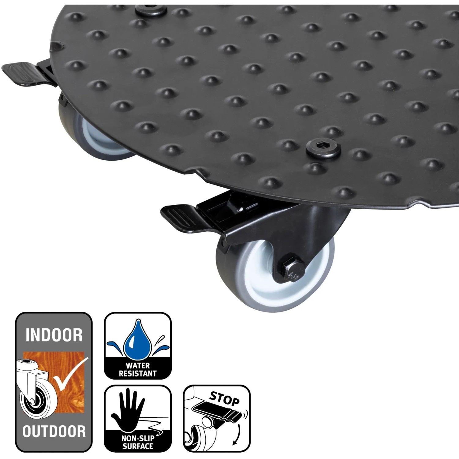 Wagner Pflanzenroller GH 7007, Ø 30 cm, schwarz, mit Rollen und Noppenstruktur.