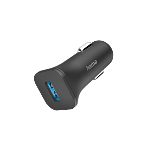 Schwarzes Hama Auto-Ladegerät USB-A mit 6 W für den Zigarettenanzünder.