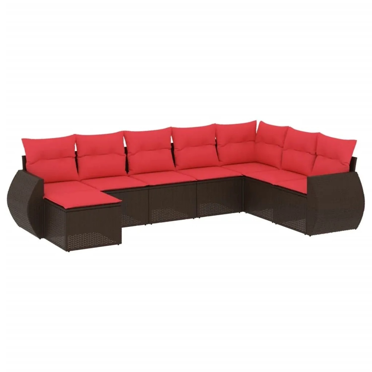vidaXL 8-Tlg Gartensofa-Set mit Kissen Braun Polyrattan 3221763