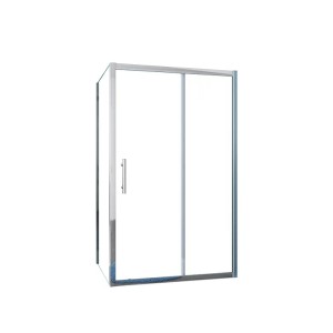 Duschparadies Eckeinstieg Duschkabine 120x80cm mit Schiebetür, 8mm Nano Glas und Chromrahmen.
