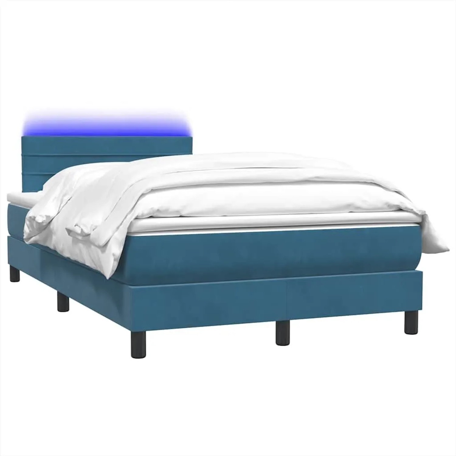 vidaXL Boxspringbett mit Matratze & LED Dunkelblau 120x210 cm Samt 3316975 günstig online kaufen