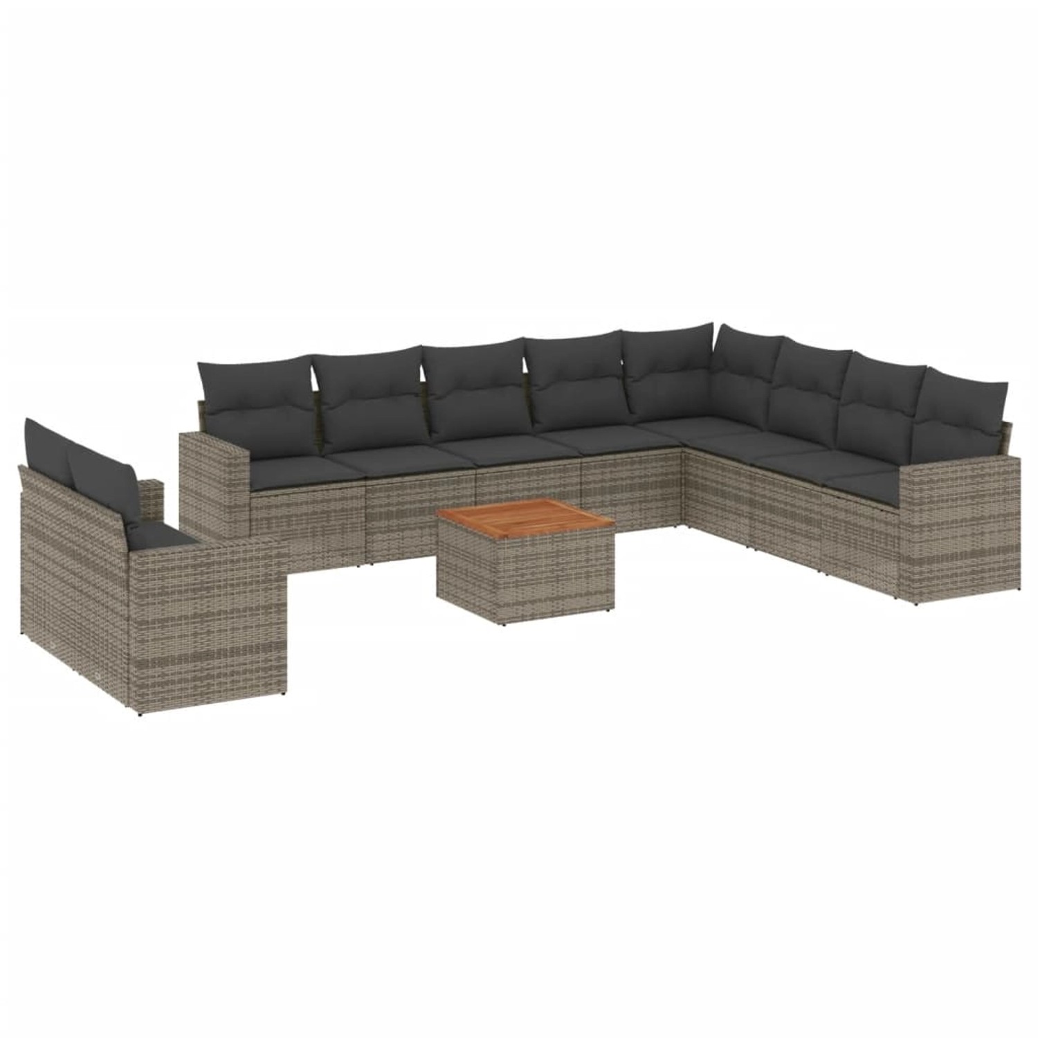 vidaXL 11-Tlg Garten-Sofagarnitur mit Kissen Grau Poly Rattan 3256529 günstig online kaufen
