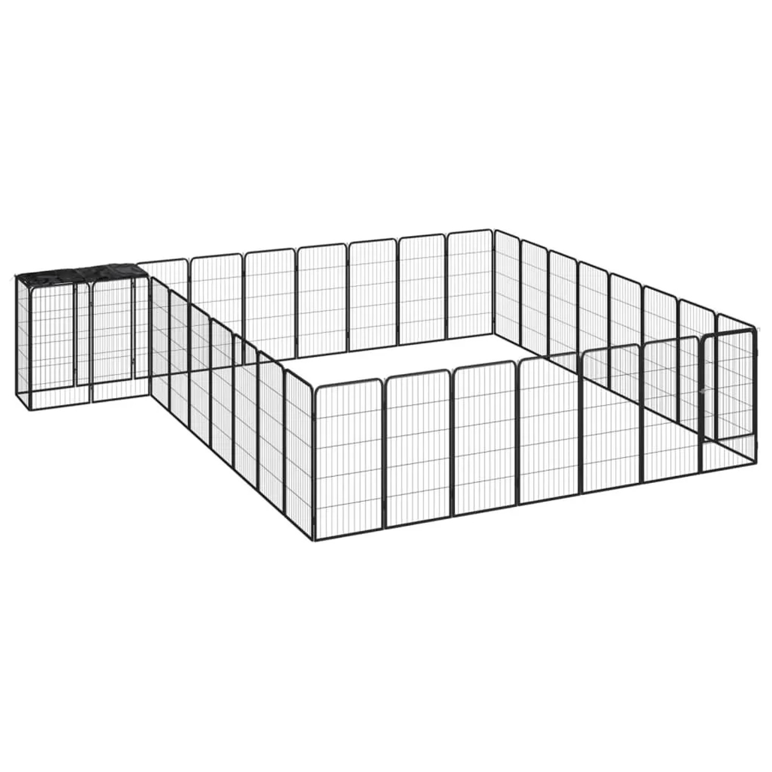 vidaXL 34 Tlg Hundelaufstall Schwarz 50x100cm Stahl Pulverbeschichtet 3115954