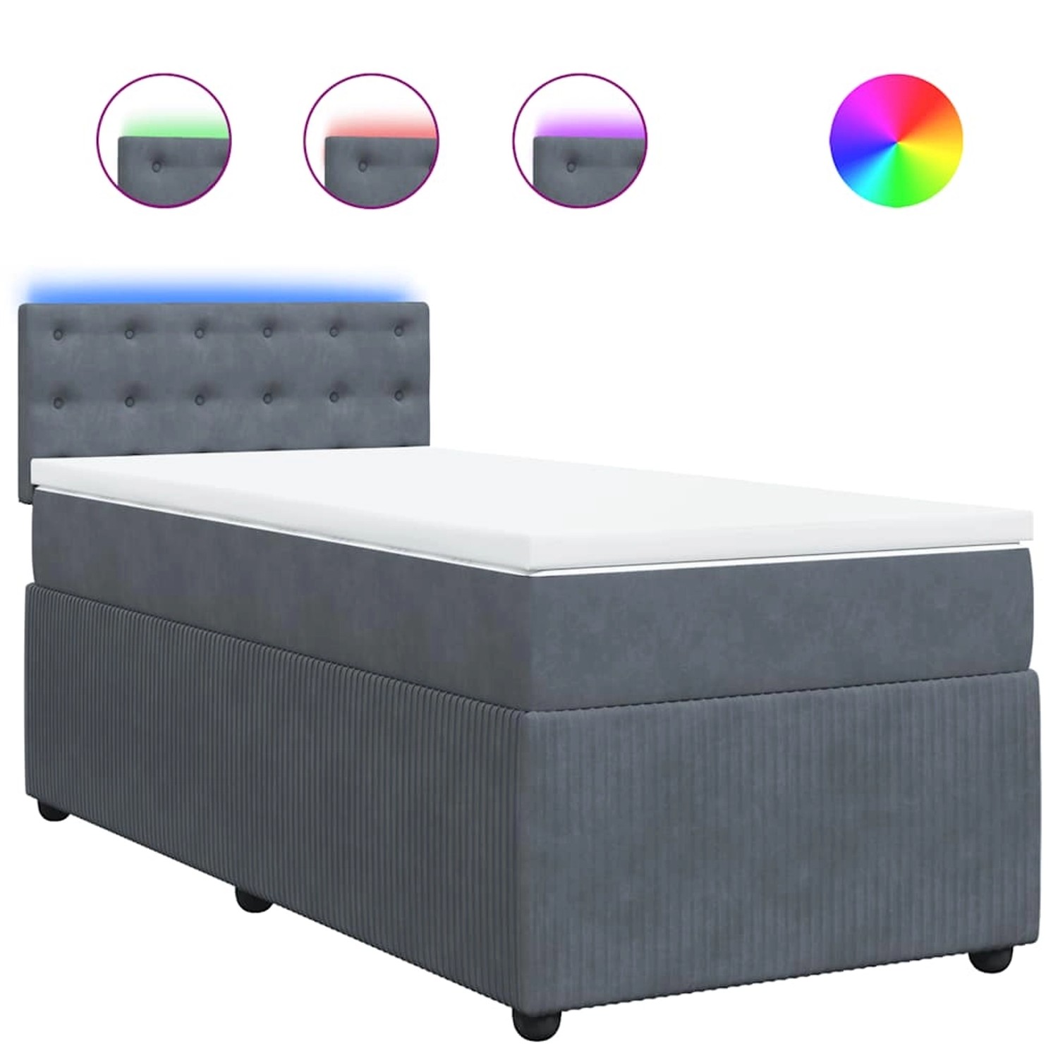 vidaXL Boxspringbett mit Matratze Dunkelgrau 90x190 cm Samt 3289915 günstig online kaufen