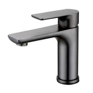 Moderne Waschtischarmatur in Gunmetal. Badarmatur mit Einhebelmischer für Waschbecken.