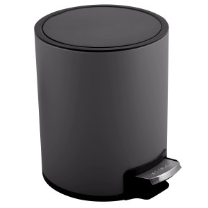 Spirella Riku Kosmetikeimer, 3L, Grau, mit Pedal und Soft-Close Deckel.