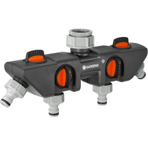 Gardena 4-Wege-Verteiler für bis zu 4 Geräte, stufenlos regulierbar.