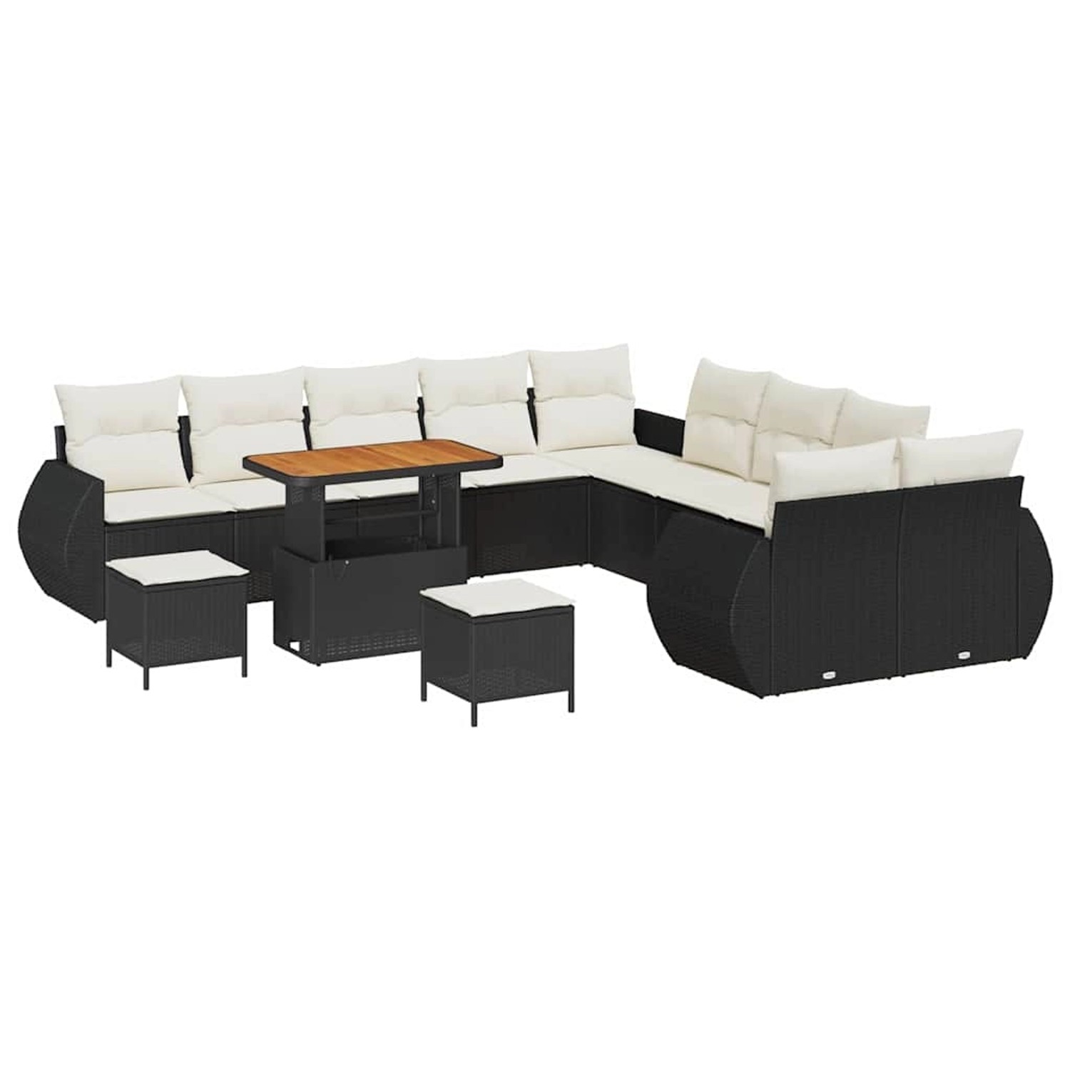 vidaXL Garten-Sofa-Set 13-Tlg Schwarz Poly Rattan 3361935 günstig online kaufen