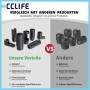 CCLIFE Lambdasonden Werkzeug Set: Robuste Spezialnüsse 22-29mm mit Aussparung, verglichen mit Standard-Sondenwerkzeugen.