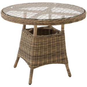 Tectake Aluminium Gartentisch  Wetterfest und Uv Beständig Natürlich Nachempfundenes Geflecht  91 x 91 x 73 50 cm Natur