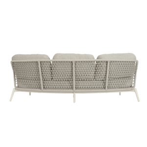 Bizzotto Sofa Eulero Pelican, 231 cm breit, Rückansicht der Gartenbank mit Kissen.